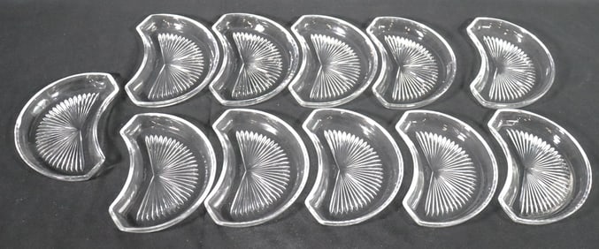 11 VAL SAINT LAMBERT crystal half-moon salad plates