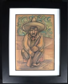 Framed Mixed Media on paper signed Siqueiros.