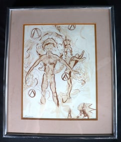 Framed Mixed Media on Paper signed Noel Rockmore and dated 1973