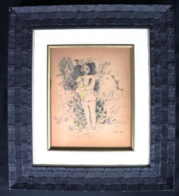 Framed Mixed Media on paper signed ABELA and Dated 1960