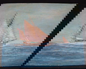 Unframed Oil on Canvas on Panel signed J. Arnold American,