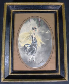 Framed Nelly Degouy (1910-1974) French Art Deco Lithographs Signed by Artist