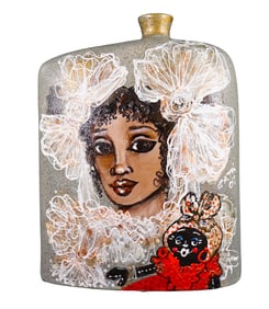 Handmade painted Ceramic signed Hector Cata (1947). Cuban art