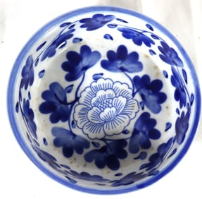 Bowl Blue and white Porcelain with Floral Design