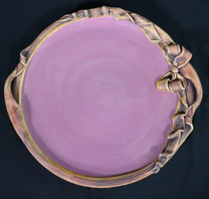 Vintage signed TEWAHIMA Art Pottery clay Glaze Tray with handles dated 1988