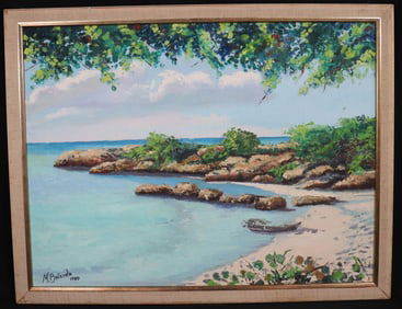 Framed Oil on Canvas signed MINERVA BRIZUELA and dated 1990