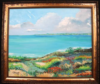 Framed Oil on Canvas signed MINERVA BRIZUELA and dated 1990