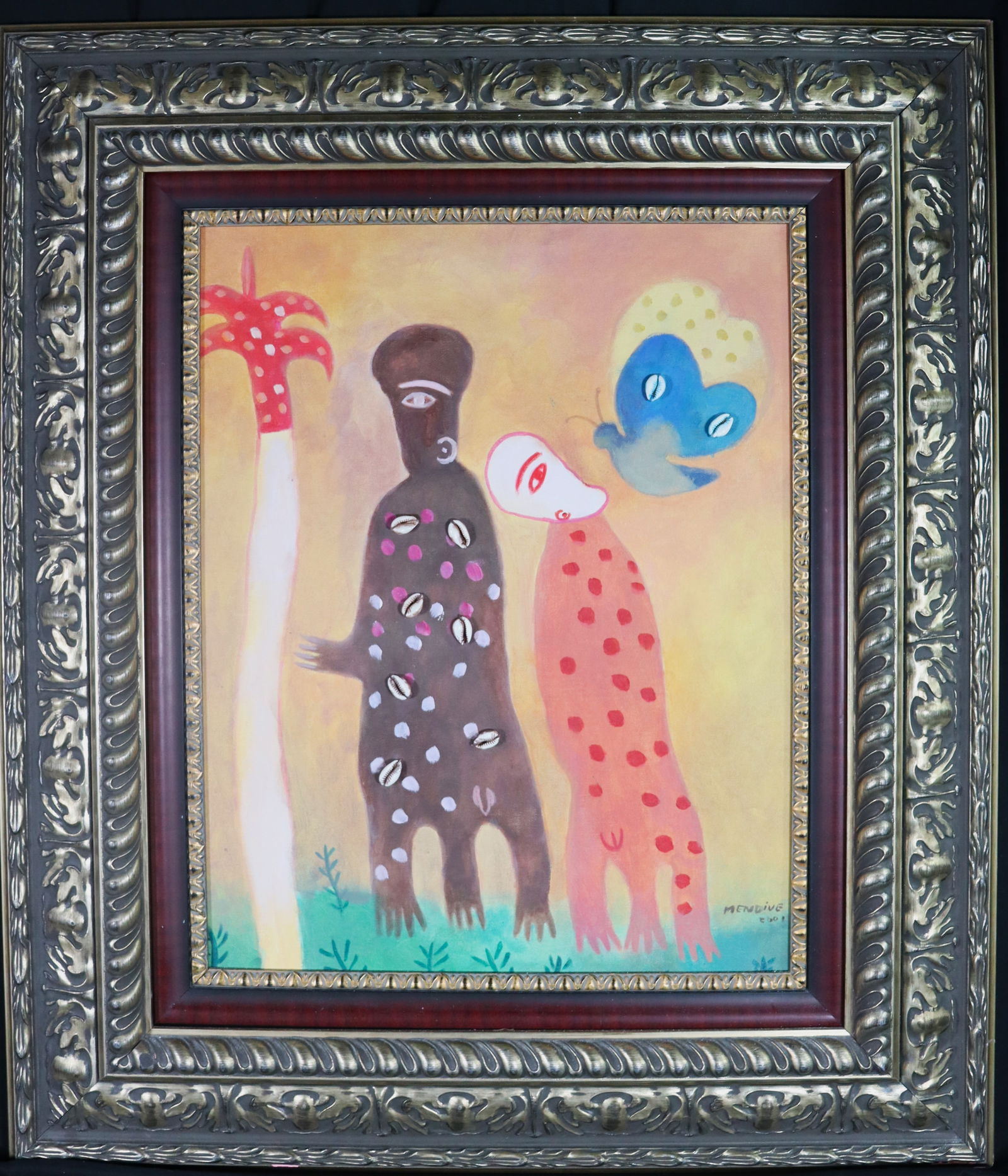 Framed Mixed Media on Canvas signed Mendive and dated 2001 with COA (1 of 6)