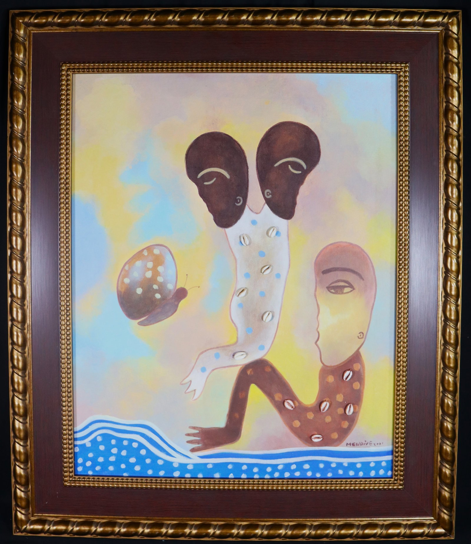 Framed Mixed Media on Canvas signed Mendive and dated 2001 with COA (1 of 6)