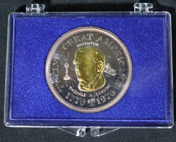 1776-1976 Twelve Great Americans Silver / Gold COIN THOMAS A EDISON