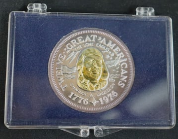 1776-1976 Twelve Great Americans Silver / Gold COIN Charles a Lindbergh