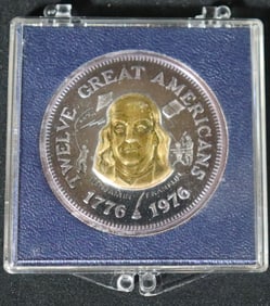 1776-1976 Twelve Great Americans Silver / Gold COIN Benjamin Franklin