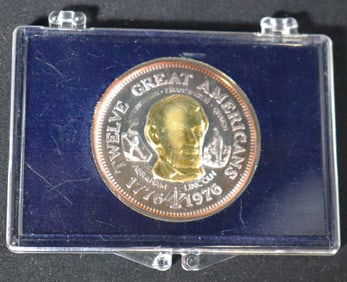 1776-1976 Twelve Great Americans Silver / Gold COIN Abraham Lincoln