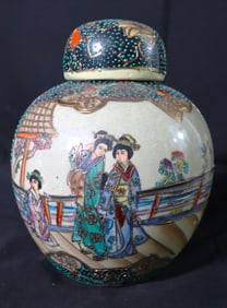 Vintage Royal Satsuma Hand Painted Ginger Jar