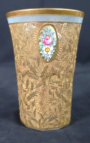Vintage Glass Bud Vase Gold colored Overlay