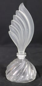 Vintage Frosted & Clear Glass perfume bottle, elegant flare stopper