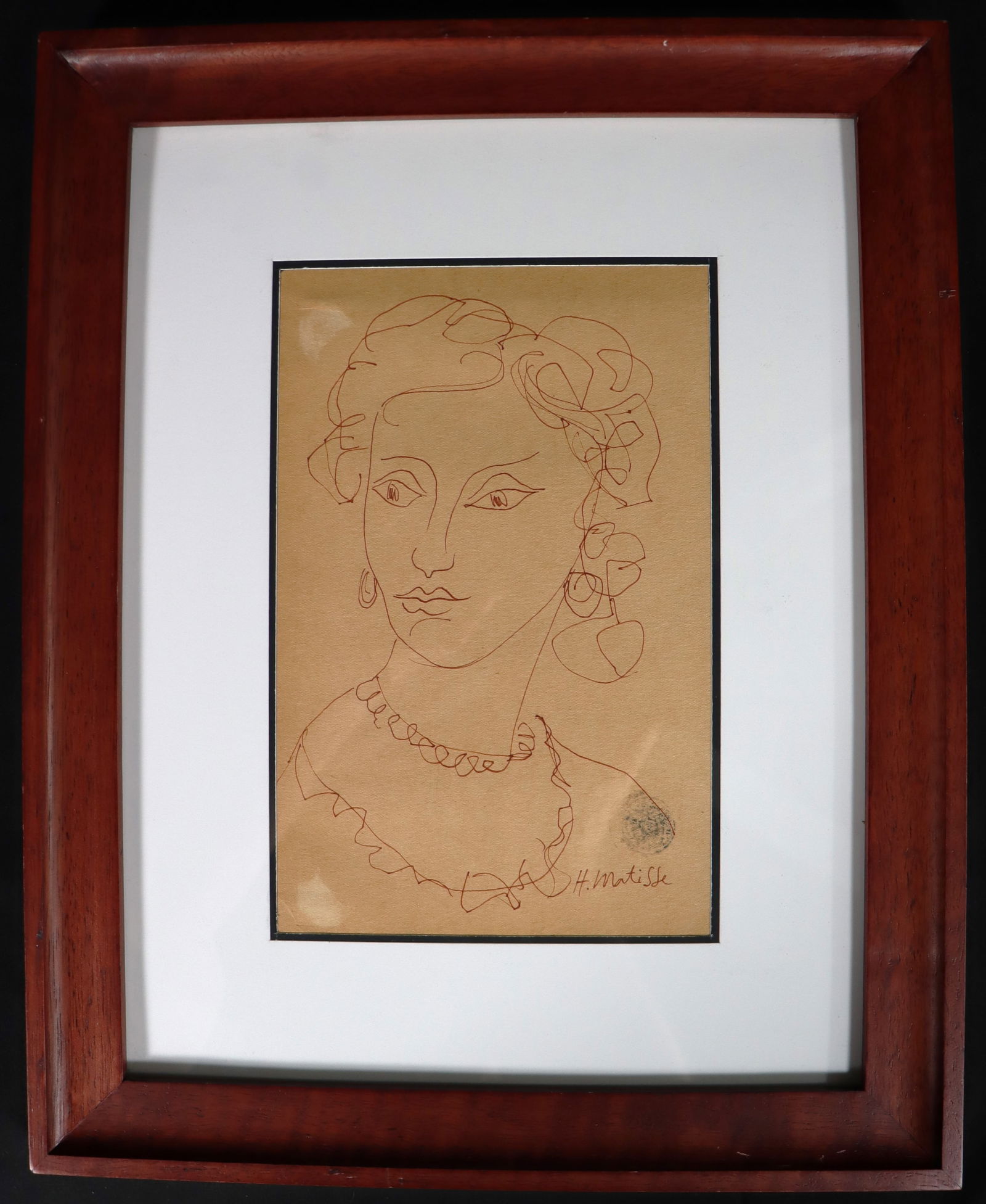 Framed Drawing on paper signed Henri Matisse, Portrait of a woman (1 of 5)