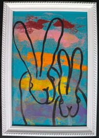 Framed Mixed Media on paper signed Hunt Slonem and dated 2012 on reverse