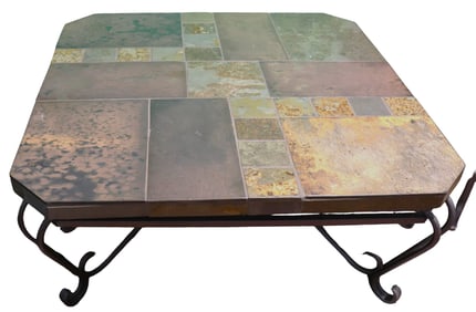 Stone and Cast-Iron Coffee Table