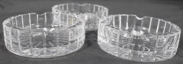 Three vintage Lead crystal glass table ashtray