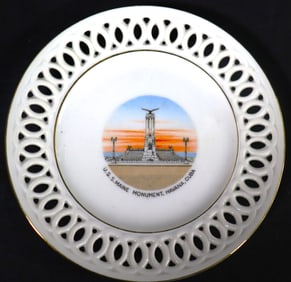 Vintage Porcelain Plate USS Maine Monument Havana CUBA made in Japan