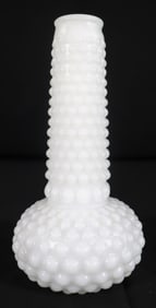 Vintage Hobnail Milk Glass Vase, White Glass Bud Vase