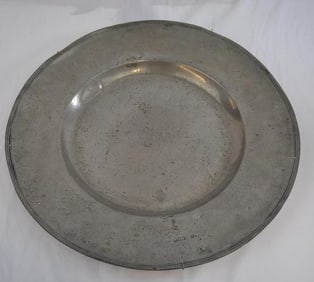 Antique 17th Century magnificent BROAD RIMMED PEWTER CHARGER