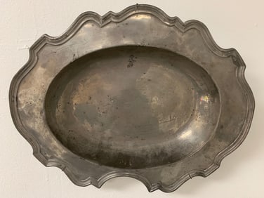 Antique PEWTER BARBERS DISH or Plat de Barbier