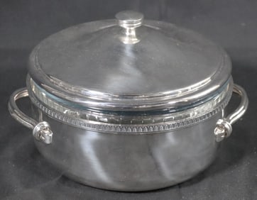 Vintage SIOM Silver Plate casserole Dish with Pyrex Baking Dish