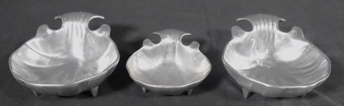 Three Vintage pewter ashtrays from Wilton.