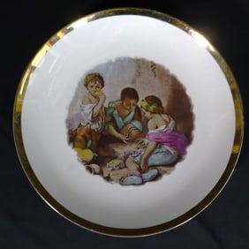 ROSENTHAL Porcelain Center Piece Bartolome Estiban Murillo Made in Germany Gold Trim Plate