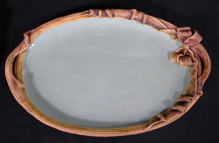 Vintage signed TEWAHIMA Art Pottery clay Glaze Tray with handles dated 1988