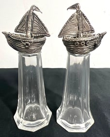 Set of Salt and Pepper Shakers with sailboat top - Silvie Goldmark
