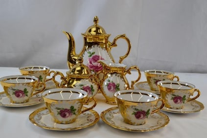Tea Set by Gloria Fine Porcelain Handwork Bayreuth West Germany