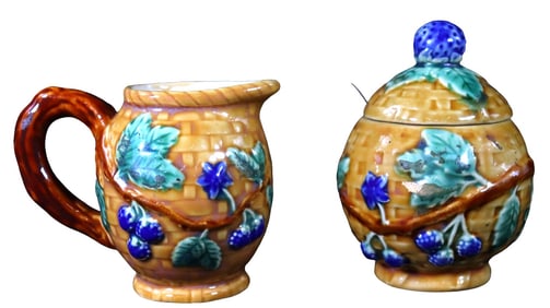 MAJOLICA CREAM and SUGAR