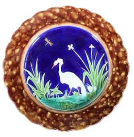 Majolica Heron Plate Wedgwood