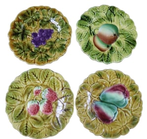 FOUR MAJOLICA DESSERT PLATES from Sarreguemines France