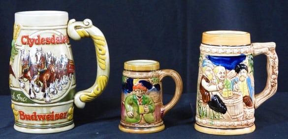 3 X Vintage Ceramic POTTERY BEER STEIN