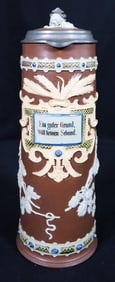 Antique large beer mug / wine mug 2 L. Villeroy & Boch Mettlach #1737