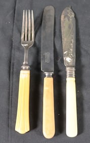 Two Knife and one Fork with Bone Handle
