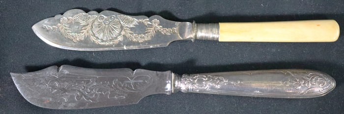 Two ORNATE Silver Fish's knives