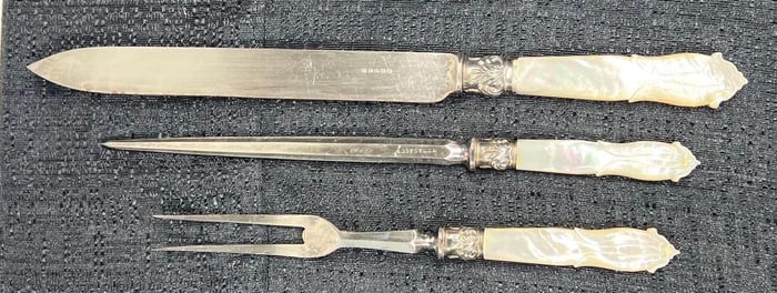 Meat Carving Sets, with handle Silver Plated and Mother of Pearl