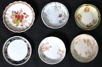 Set of 6 Unmatched Porcelain Butter plates
