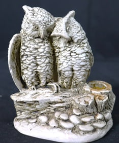Resin Cuddling Owl Statue