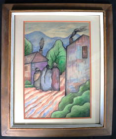 Framed Mixed Media on Paper signed BENTON (1 of 5)