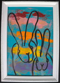 Framed Mixed Media on paper signed Hunt Slonem and dated 2012 on reverse (1 of 4)