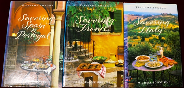 Three cookbooks with recipes by Williams-sonoma