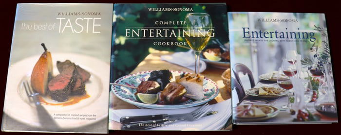 Three cookbooks with recipes by Williams-sonoma