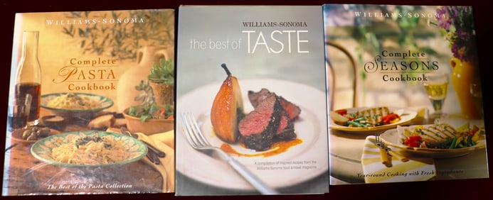 Three cookbooks with recipes by Williams-sonoma