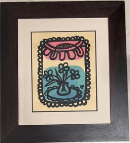 Amelia Pelaez (Cuban, 1896-1968) Framed watercolor on paper.